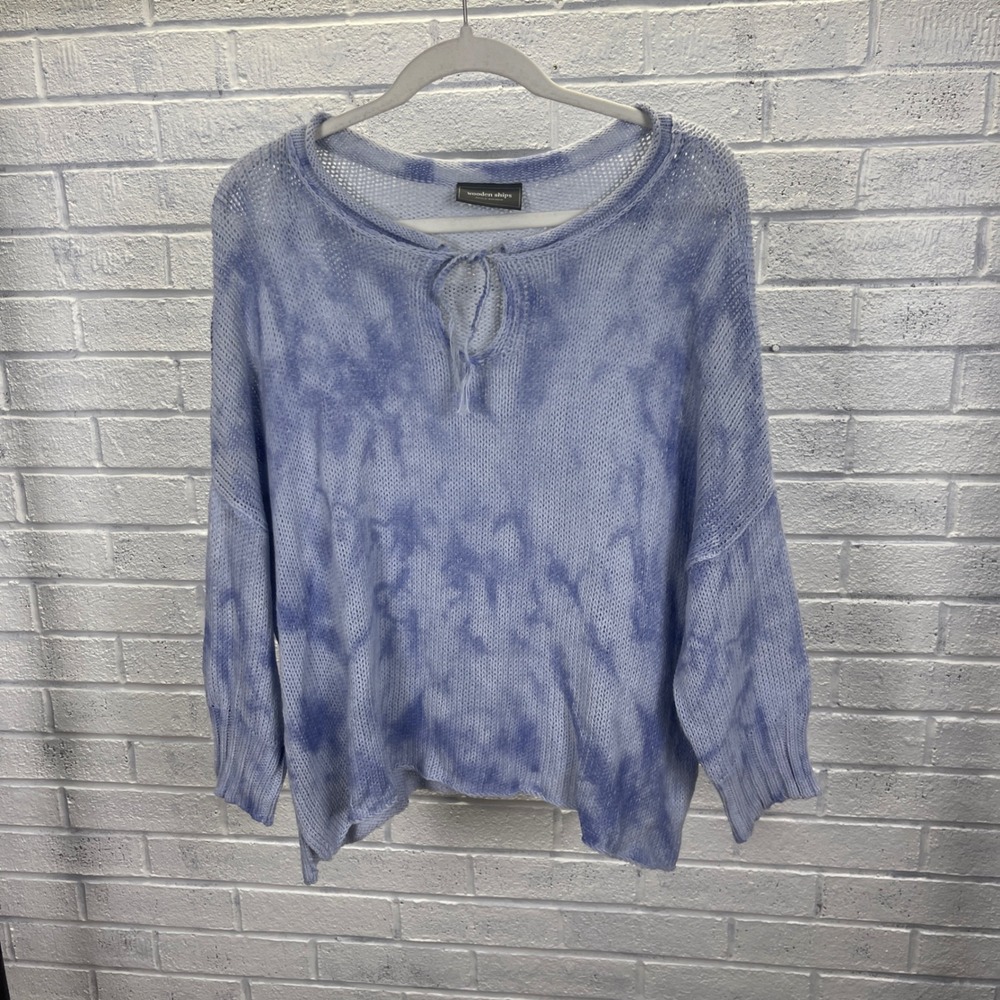 Wooden Ships Tie Dye Sweater Womens S Blue Lightweight Coastal Boho Slouchy